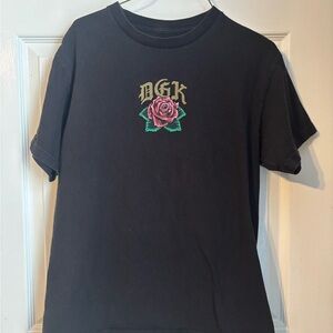 DGK Black Tee with Rose Design